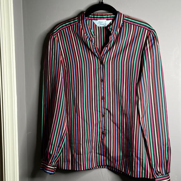 Vintage Ship N Shore Striped Button Down Blouse Size 10 - Picture 1 of 7